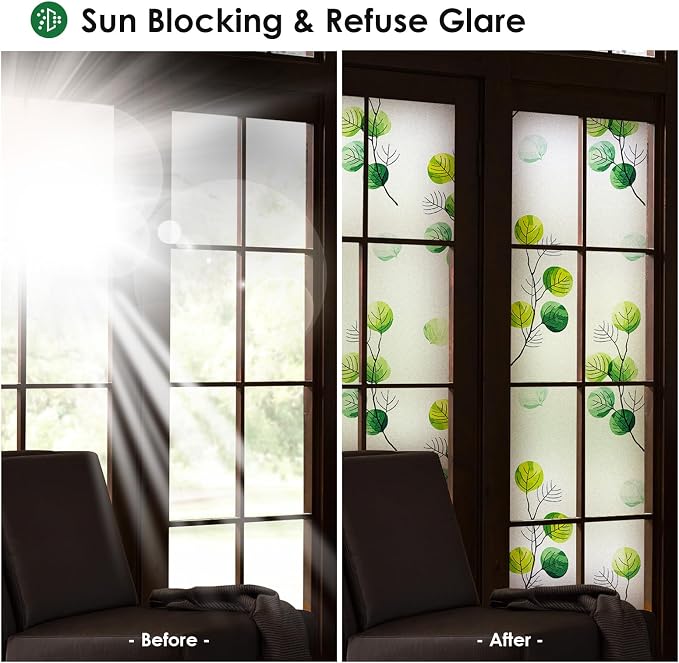 DKTIE Eucalyptus Leaves Stained Glass Window Film - Image 5