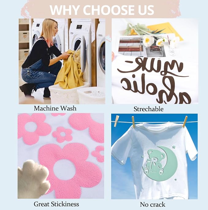 HTVRONT Puff Vinyl Heat Transfer, Cream Puff HTV, Iron on Vinyl - Image 6
