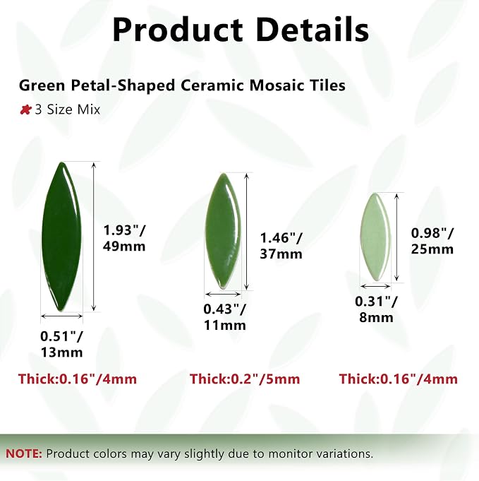 Yoption Petal Mosaic Tiles for Crafts, 200g Flower Leaf Ceramic Tiles Pieces - Image 5