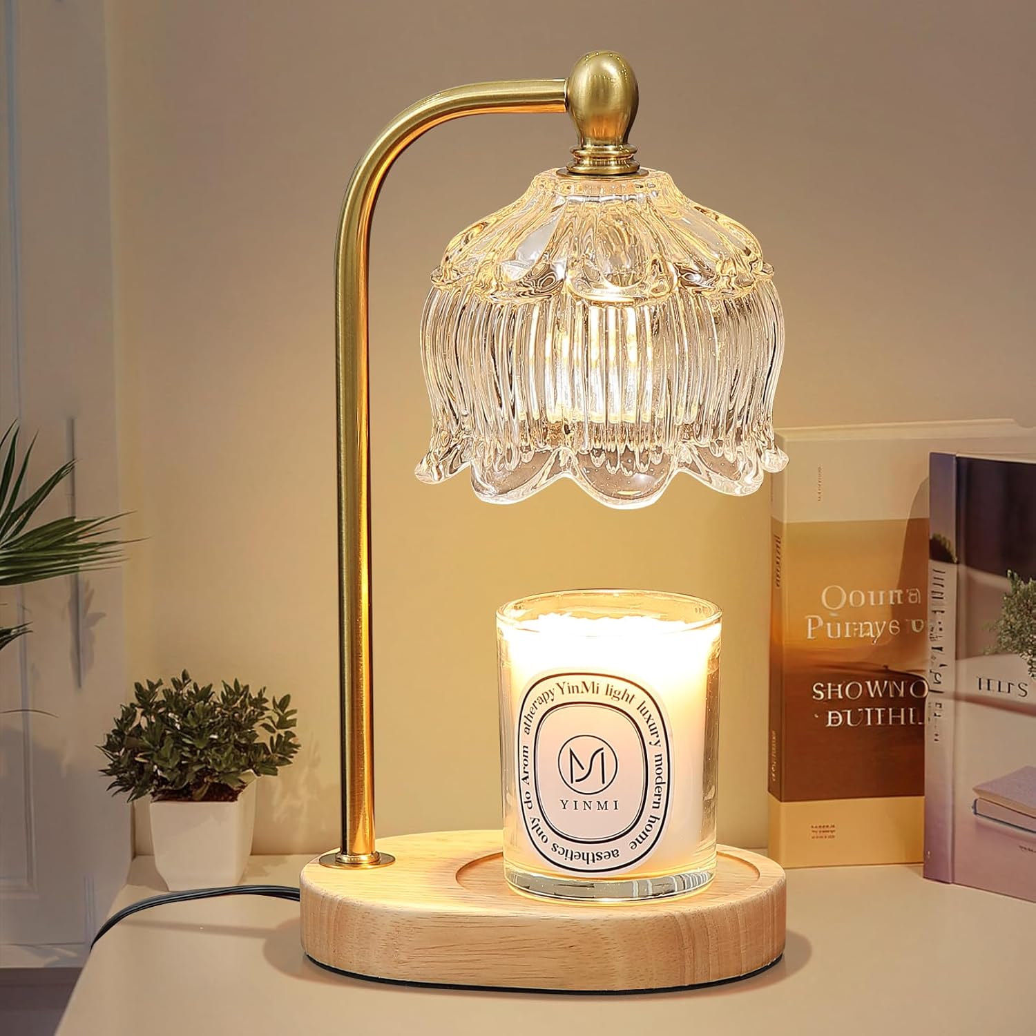 Candle Warmer Lamp with Timer Dimmable,Antique Brass Candle Lamp,Wax Melt Warmer Light for Jar Candles,Mother's Day/Birthday/Christmas Gifts for Mom/Wife,Home Decor Lamp,with 2 Bulbs