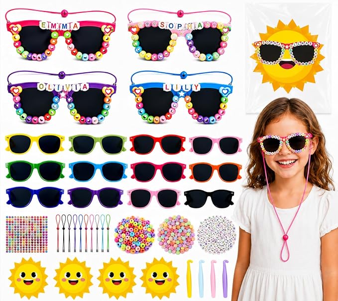 Cinrobiye 24 Set DIY Sunglasses Kit, Color Your Own Sunglasses Craft Activity by Cinrobiye