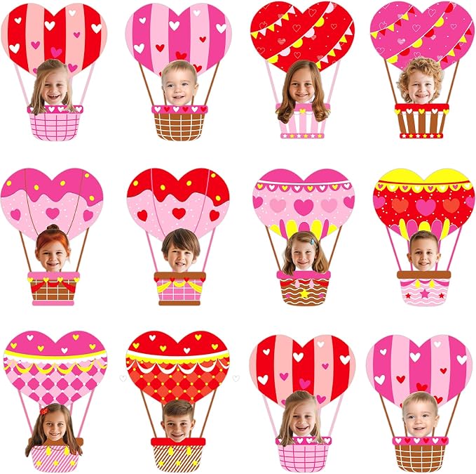 60pcs Valentine's Day Theme DIY Cutouts Hot Air Balloon Bulletin Board by partygreeting