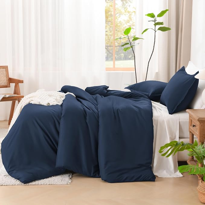 Litanika Navy Blue Oversized King Comforters Super King Size, 3 Pieces - Image 5