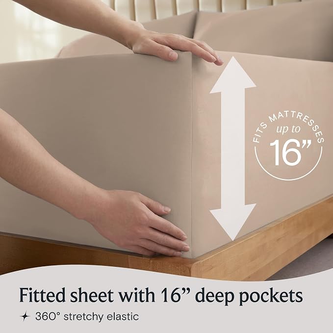 LuxClub 4 PC California King Sheet Set, Breathable Luxury Bed Sheets, Deep - Image 6