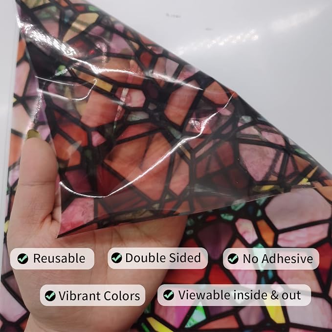 funlife Original Hand-Drawn Stained Glass Window Film, Reusable Double-Sided - Image 4