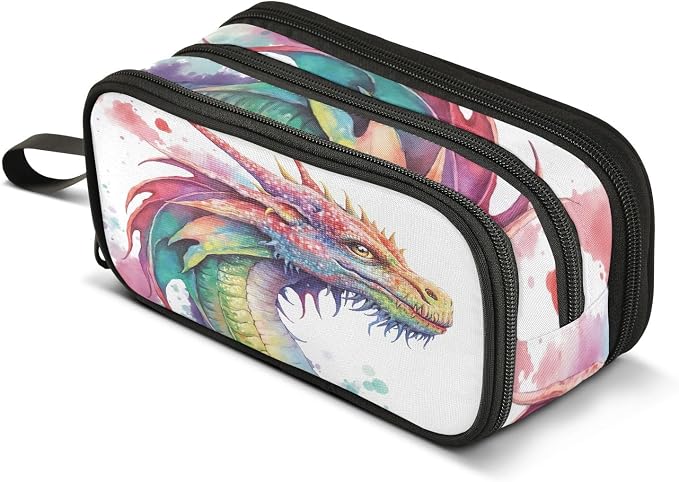 Watercolor Dragon Pencil Case Box Boys Girls Large Pencil Pouch by BOENLE-WELCOMEYOURCOMING