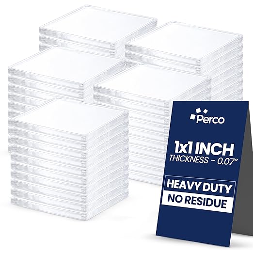 Perco Double Sided Tape Squares, 50 1"x1" Pre-Cut Mounting Squares – Removable by Perco