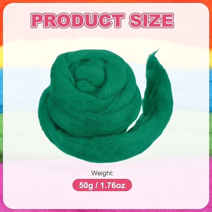 MECCANIXITY Wool Roving Yarn Soft Felting Wool 50g/1.76oz Pure Chunky Roving - Image 2