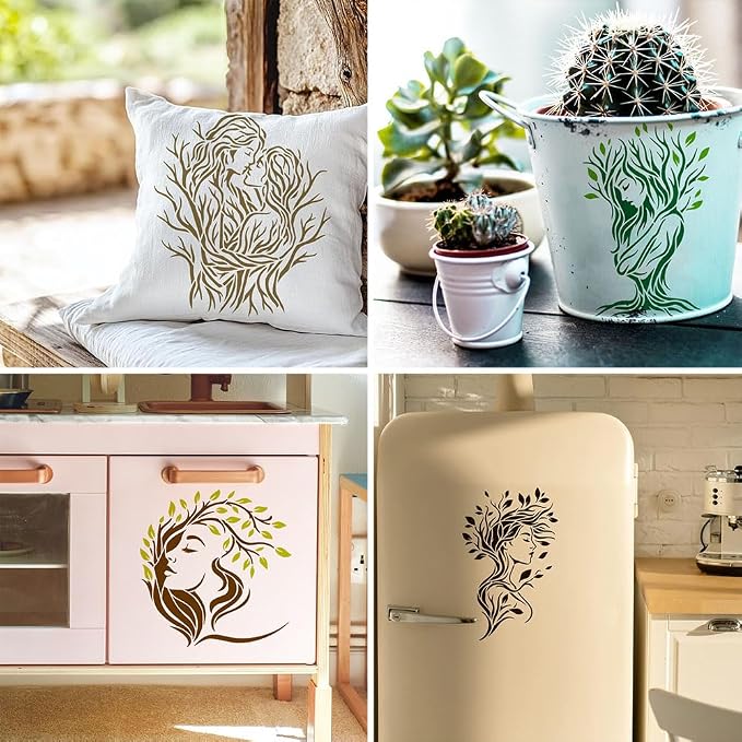 12pcs Tree of Life Stencils for Painting Woman Drawing Stencils for Crafts - Image 5