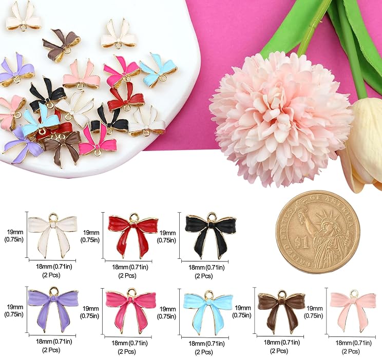 Bow Charms for Bracelet Jewelry Making Cute Bracelet Charms | 18Pcs, Bow Charms - Image 7
