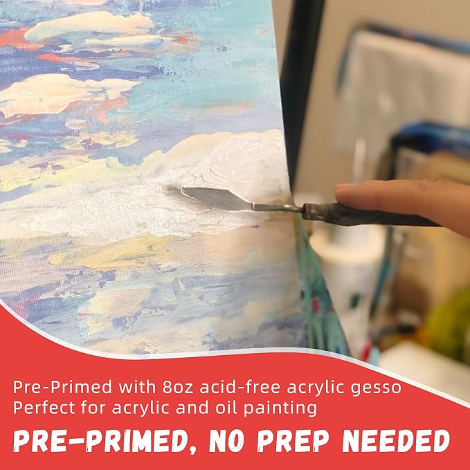 Simetufy 12 x 12 inch 12 Pack Painting Canvas Boards- Gesso Primed | Acid-Free - Image 3