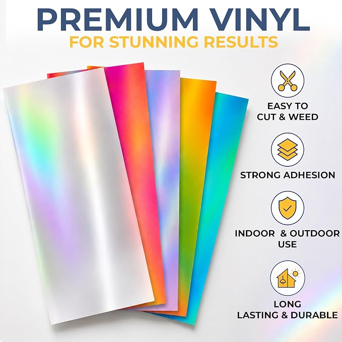 Holographic Vinyl Permanent Metallic Opal Vinyl Sheets Strong Foil Adhesive - Image 3
