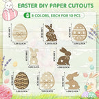 Funrous 80 Pcs Easter Paper Cutouts Farmhouse Rustic Bunny Egg Cutouts Easter - Image 2