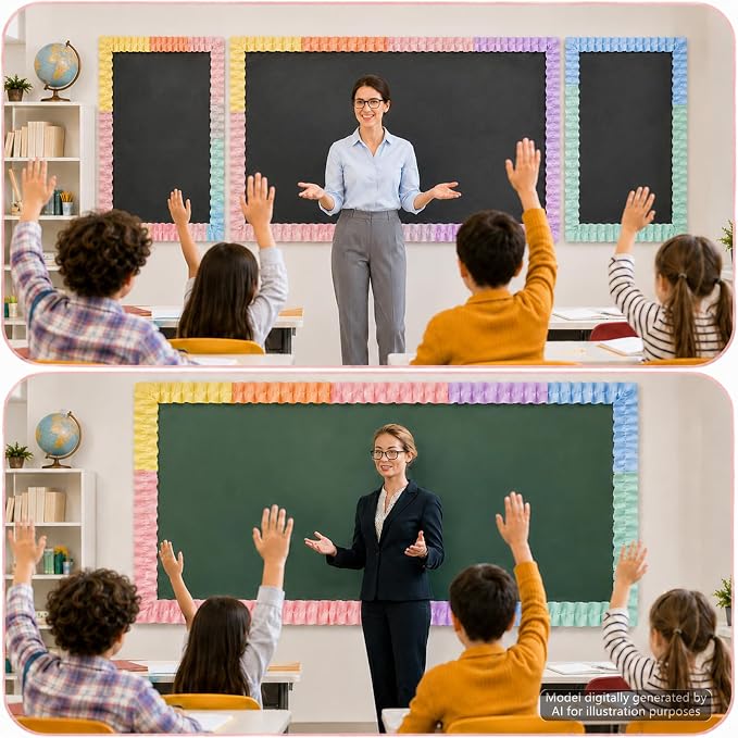 6 Rolls 40 Ft Ruffled Bulletin Board Borders Back to School Classroom Decor - Image 7