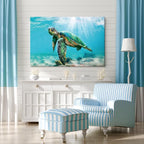 Green Sea Turtle Wall Decor Tropical Canvas Wall Art Prints Hawaii Turtle - Image 3