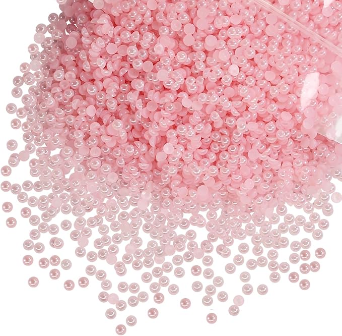 qiipii 3200PCS 4mm Small Light Pink Round Half Round Pearls by qiipii