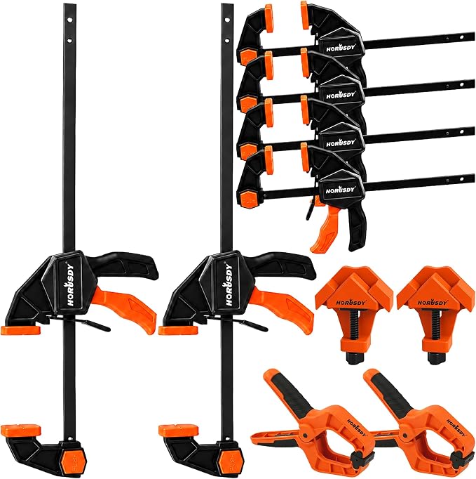 10-Piece Bar Clamp Set for Woodworking, 4 x 6-inch & 2 x 12-inch One-Handed F by HORUSDY