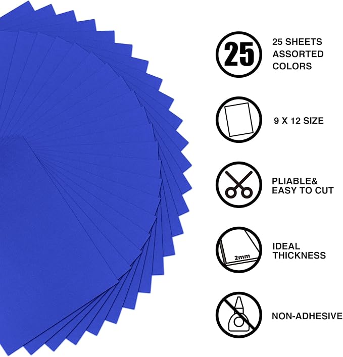9 x 12 Inch Blue Foam Sheets Crafts, 2mm Thick. 25 Pack Premium Blue Foam - Image 3