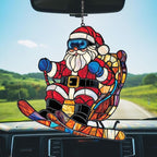 Funny Santa Claus Skiing Acrylic Suncatcher Stained Glass Effect Window Car - Image 5