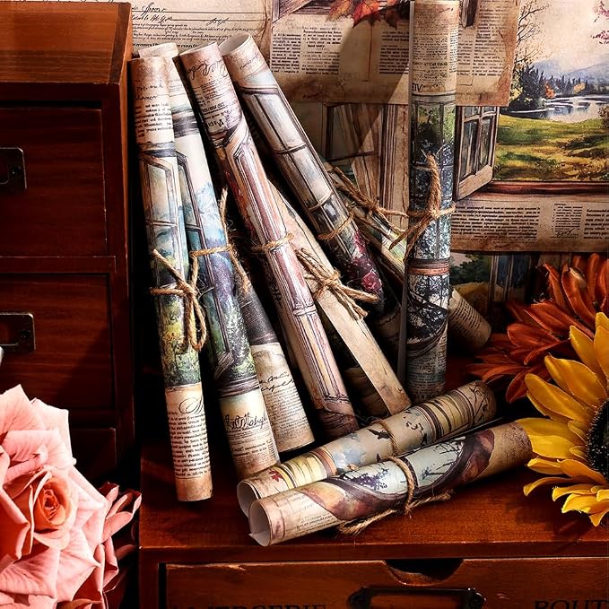 icceemee 160 Sheets Vintage Retro Scrapbook Paper, Junk Journaling Supplies Kit - Image 6