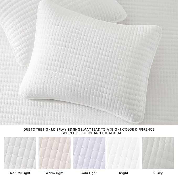 WRENSONGE White Quilt Set Queen Size-3 Pieces Lightweight Bedspreads Summer - Image 5
