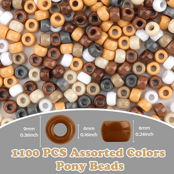 1100pcs Bracelet Beads, Pony Beads Bulk, Plastic Beads, Colored Beads, Small - Image 2