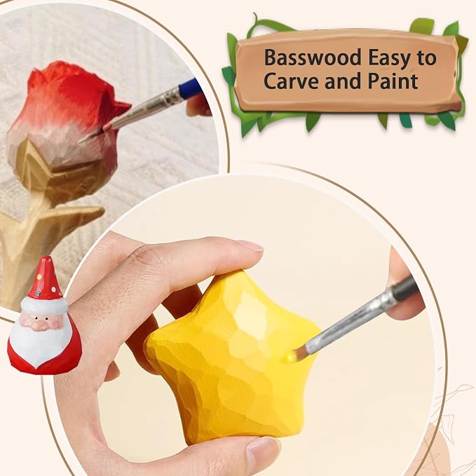 Basswood Carving Blocks for Crafts, Cymuber 24 PCS Whittling Wooden Blockss Kit - Image 6