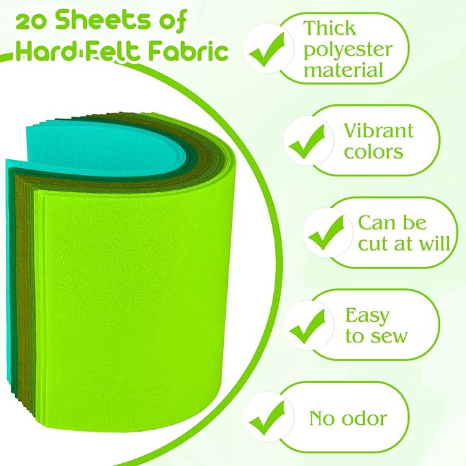 NEBURORA 20 Pcs 2mm Thick Stiff Felt Sheets - Image 3
