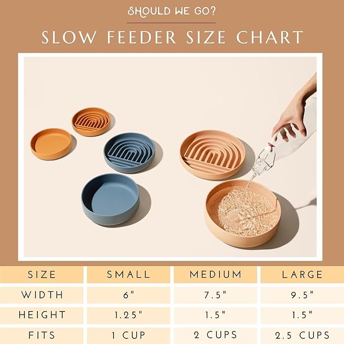 Should We Go? Slow Feeder for Dogs & Puppies, The Slowdown Bowl Silicone Slow Eating, Modern Lick Mat Design, Reduces Gulping, Fits 2.5 Cups, 9.5” Across x 1.5” Tall, Mealtime Challenge, Large-Spruce