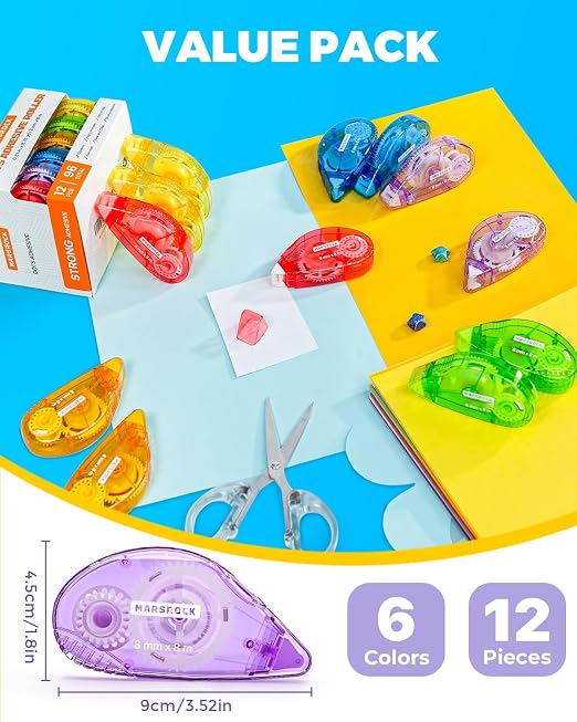 Marsrock Double-Sided Adhesive Dots Roller – 12 Pack Dots Glue, Craft & - Image 2