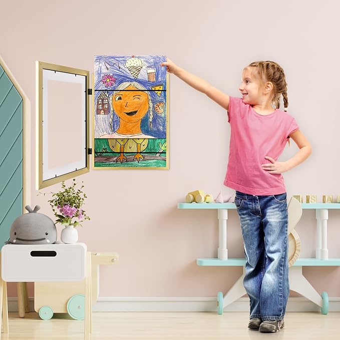 Kids Art Frames, 11x14 Front Opening Kids Artwork Frames Changeable, Holds 50 - Image 7
