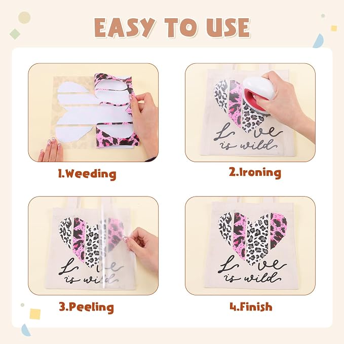 Tintnut Pink Leopard Heat Transfer Vinyl, easy cut & weed, stretch washable - Image 3