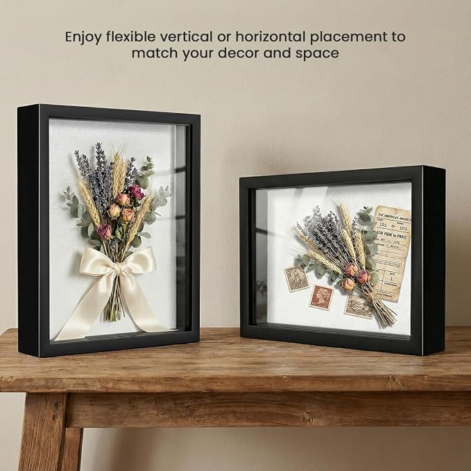 Black 8×10 Shadow Box Display Frame, Premium Linen Backboard and Included - Image 6