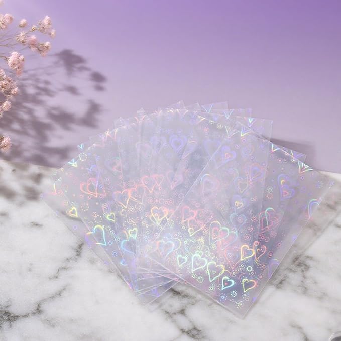 Photocard Sleeves, 9.1x6.5cm/3.58x2.56in Love Heart-Shape Laser Flashing Card - Image 7
