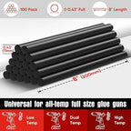 SHALL Full Size Hot Glue Sticks, 0.43” Dia x 8” Long, 100 Pack Black Glue Gun - Image 2
