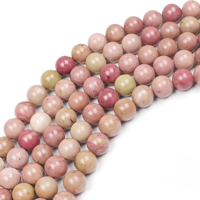 MJDCB Natural Red Stripes Rhodonite Round Stone Beads - Image 5