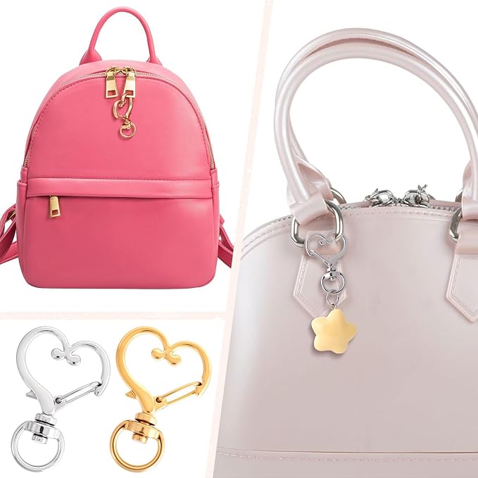 24 PCS Swivel Keychain Clasps, Heavy Duty Heart Shaped Spring Snap Clips - Image 6