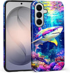 for Samsung Galaxy S26+ Case, Colorful Ocean Sharks Pattern Glossy 2 in 1 by Teonvpu