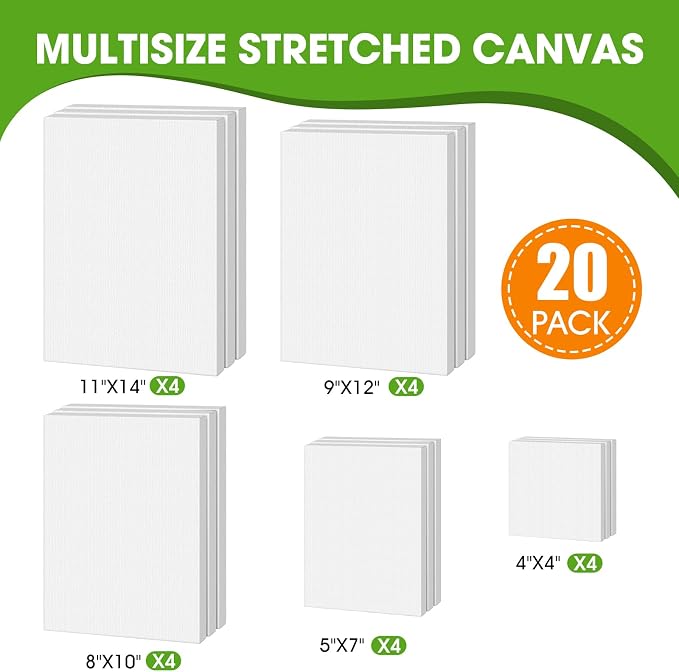 Stretched Canvas for Painting, 20 Packs Primed Blank Canvases, Very Good for - Image 2