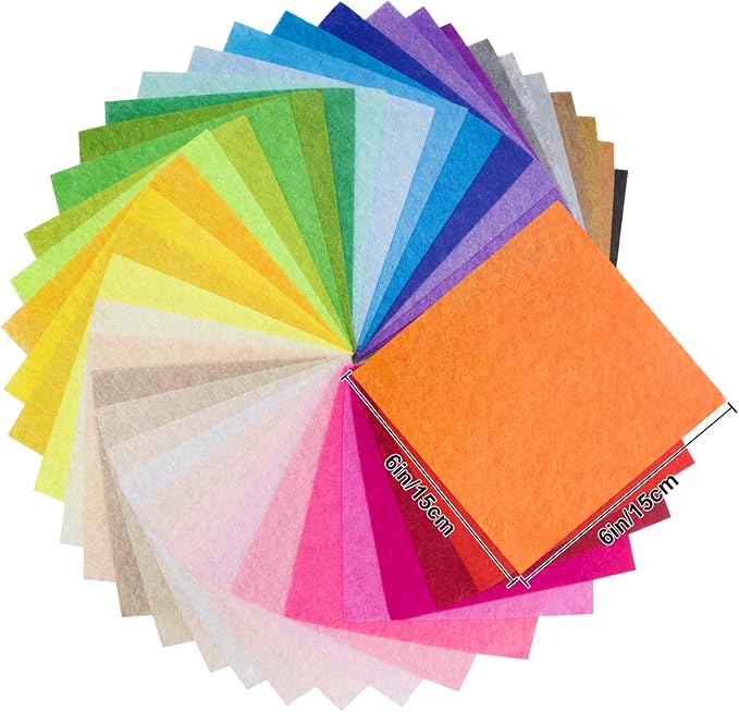 6" x 6" Felt Fabric Sheets for Crafts, 1mm Thick, Squares Non-Woven Felt Fabric - Image 4