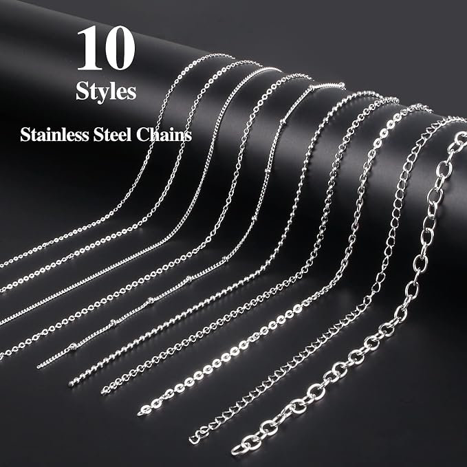 Necklace Chains for Jewelry Making, 78.7 Feet 10 Rolls Stainless Steel Jewelry - Image 2