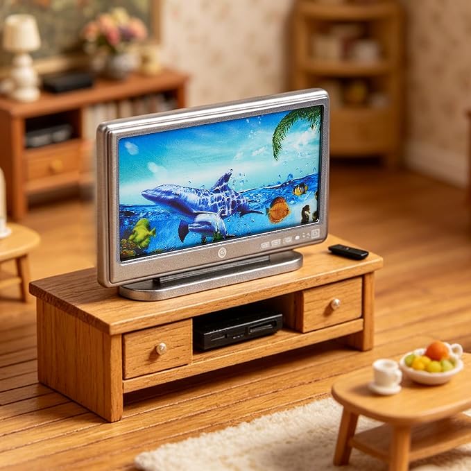 1:12 Scale Miniature TV Set, Tiny Television Dollhouse Furniture Accessories - Image 5