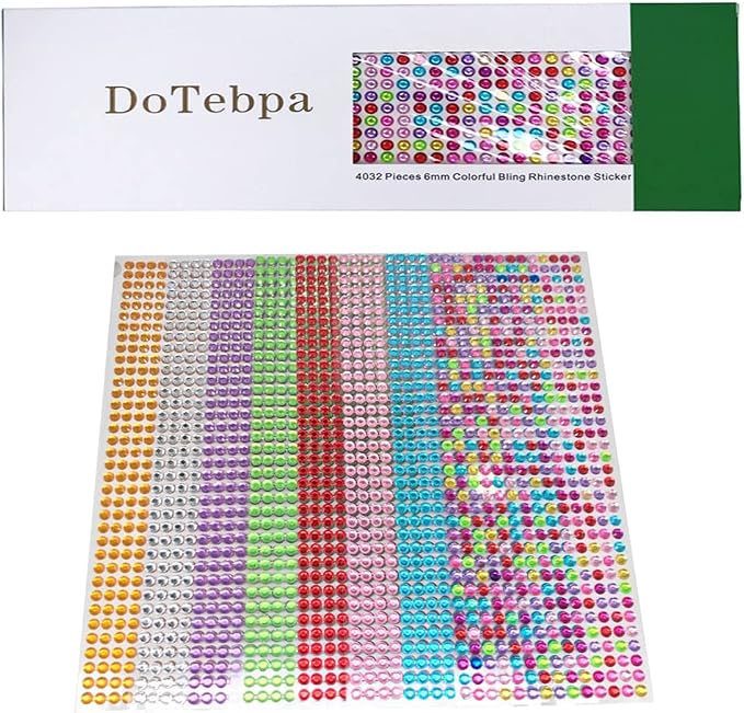4032 Pieces 6 mm Colorful Bling Rhinestone Sticker Sheet Gem Diamond self - Image 3