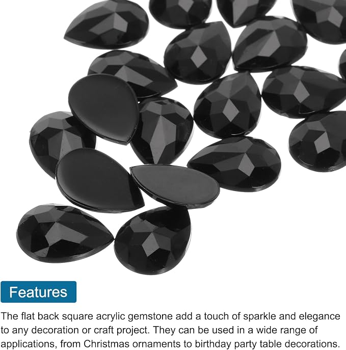 MECCANIXITY 50PCS Flat Back Acrylic Teardrop Gems 18x25mm Artificial Rhinestones - Image 4