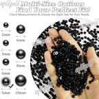qiipii 1650PCS 5mm Pure Black Round Half Round Pearls - Image 3
