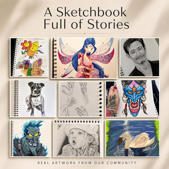 Artist’s Sketchbook Hardcover – 200GSM Very Thick Paper – Large, Spiral Sketch - Image 6