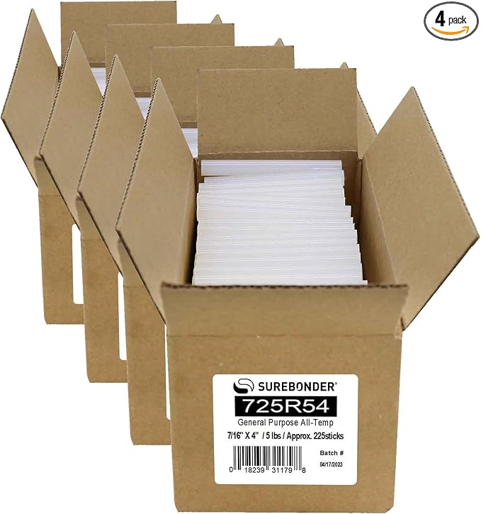 Surebonder 725R54 Full Size 4" Clear Hot Glue Stick - 5 lb box by Surebonder