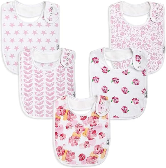 Organic Cotton Baby Bibs for Boys & Girls – Soft, Absorbent Teething & Drool Bibs - Adjustable Snaps for Toddlers