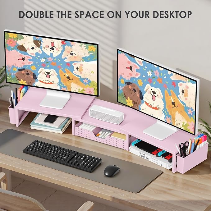 OPNICE Desk Organizers and Accessories, Dual Monitor Stand Riser - Image 4