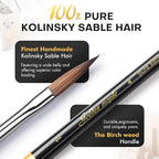 Golden Maple Kolinsky Sable Miniature Paint Brushes, Watercolor Details - Image 3